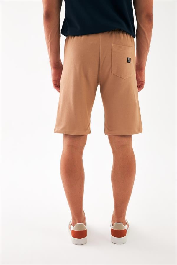 Escetic Açık Kahve Erkek Casual Rahat Kalıp %100 Pamuk Nefes Alabilen Petek Süprem Kumaş Spor Şort B1540