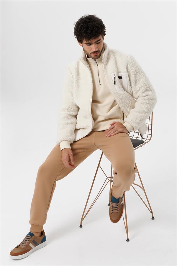 Escetic Açık Kahve Erkek Polarlı 3 İplik Kışlık Spor Eşofman Altı - Kalın ve Rahat B1591