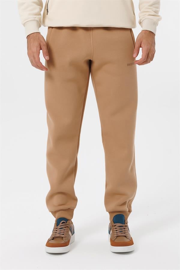 Escetic Açık Kahve Erkek Polarlı 3 İplik Kışlık Spor Eşofman Altı - Kalın ve Rahat B1591