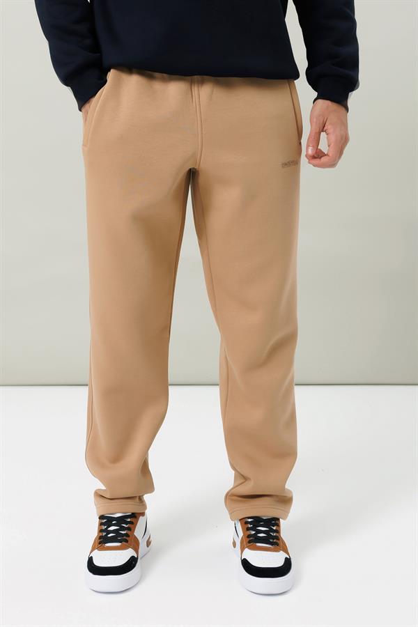 Escetic Açık Kahve Rahat Kalıp 3 İplik İçi Polarlı Kışlık Kalın Erkek Eşofman Altı B1590