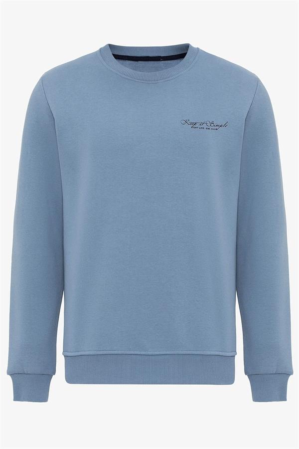 Escetic Açık Mavi İçi Polarlı 3 İplik Oversize Kadın Sweatshirt T0129