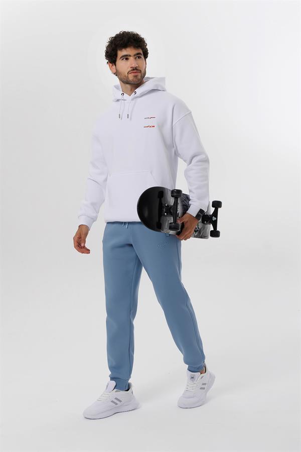 Escetic Açık Mavi Polarlı 3 İplik Kışlık Spor Erkek Eşofman Altı - Kalın ve Rahat B1591