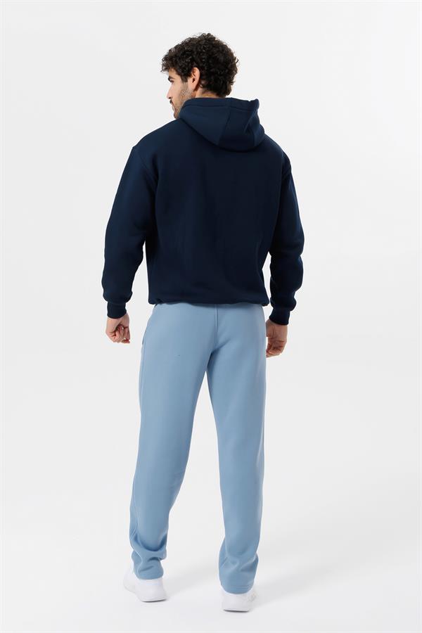 Escetic Açık Mavi Rahat Kalıp 3 İplik İçi Polarlı Kışlık Kalın Erkek Eşofman Altı B1590