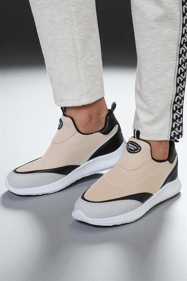 Escetic Bej Beyaz Erkek Sneaker, Nefes Alabilen Erkek Spor Ayakkabı, Hafif Yürüyüş Ayakkabısı AY0003