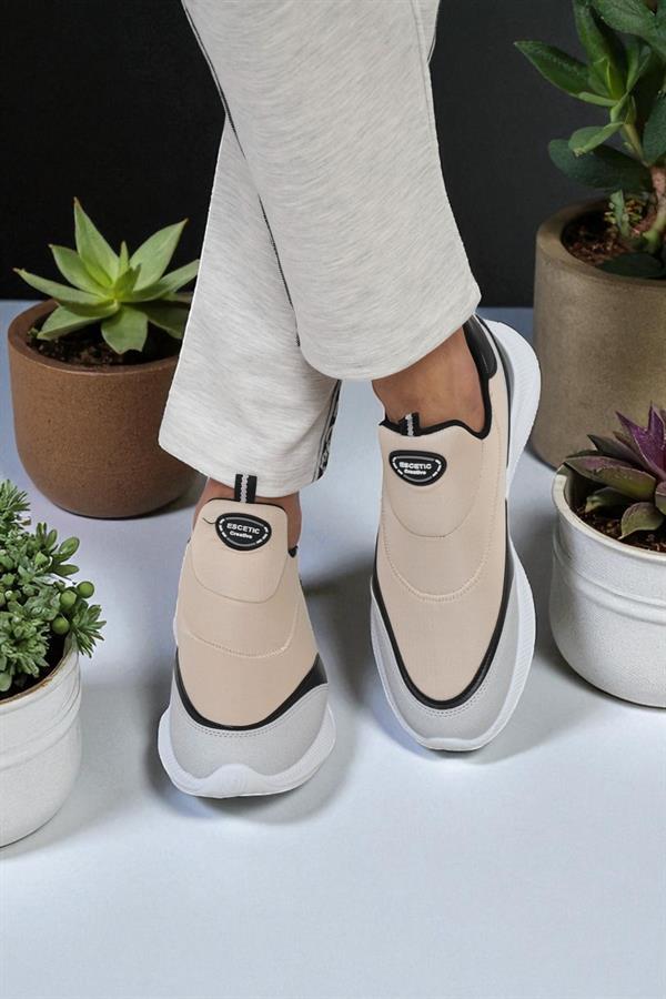 Escetic Bej Beyaz Erkek Sneaker, Nefes Alabilen Erkek Spor Ayakkabı, Hafif Yürüyüş Ayakkabısı AY0003