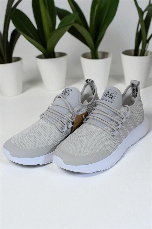 Escetic Bej Beyaz Erkek Sneaker, Nefes Alabilen Erkek Spor Ayakkabı, Hafif Yürüyüş Ayakkabısı AY0006