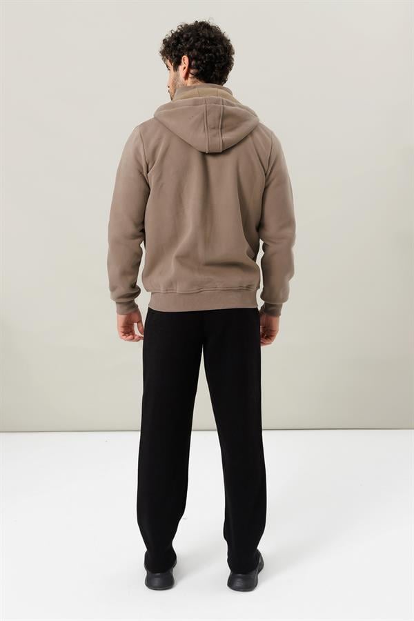 Escetic Bej Casual Kalıp Şardonlu 370 Gram 3 İplik Kumaş 4 Cepli Erkek Eşofman Takımı TK0078