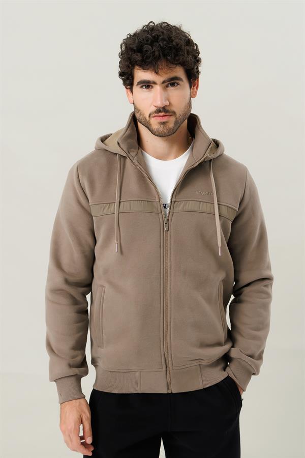 Escetic Bej Casual Kalıp Şardonlu 370 Gram 3 İplik Kumaş 4 Cepli Erkek Eşofman Takımı TK0078