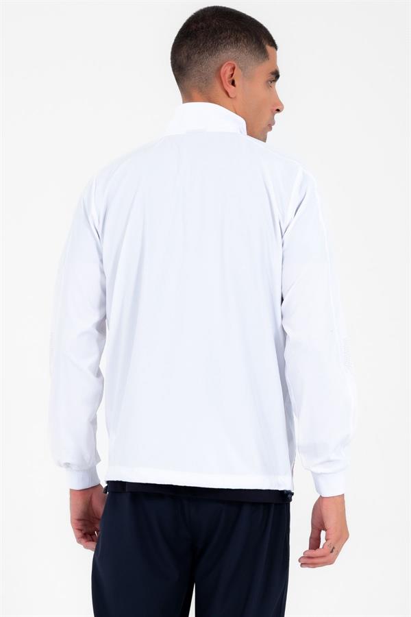 Escetic Beyaz Erkek Dik Yaka Spor Likra Nefes Alabilen 4 Cepli Yazlık Slimfit Spor Eşofman Takımı 6943