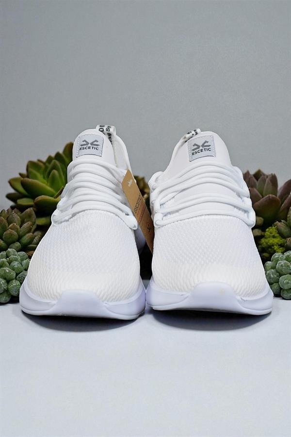 Escetic Beyaz Erkek Sneaker, Nefes Alabilen Erkek Spor Ayakkabı, Hafif Yürüyüş Ayakkabısı AY0006