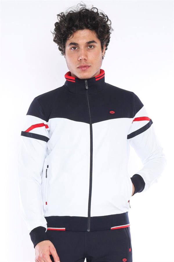 Escetic Beyaz Erkek Spor 4 Cepli 2 İplik 4 Mevsim Nefes Alabilen Battal Eşofman Takımı 6654