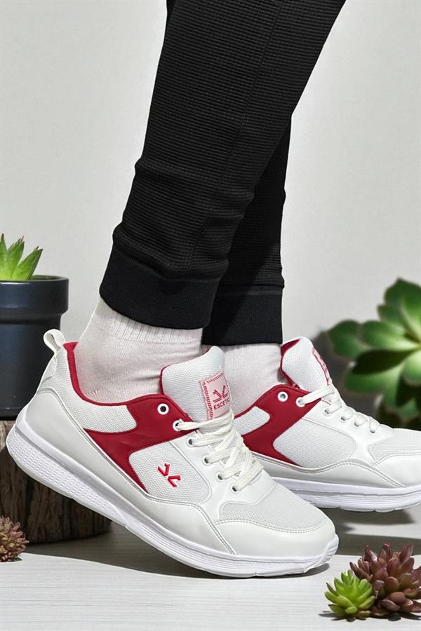Escetic Beyaz Kırmızı Erkek Anorak Gövde Yazlık Sneaker Hafif Spor Ayakkabı AY0012
