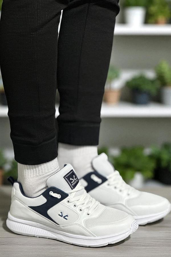 Escetic Beyaz Lacivert Erkek Anorak Gövde Yazlık Sneaker Hafif Spor Ayakkabı AY0012
