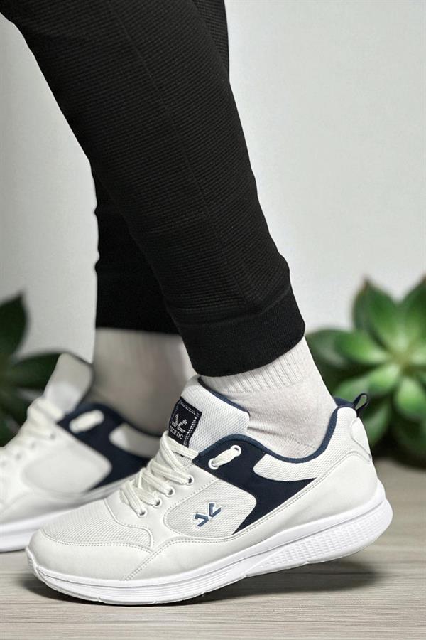 Escetic Beyaz Lacivert Erkek Anorak Gövde Yazlık Sneaker Hafif Spor Ayakkabı AY0012