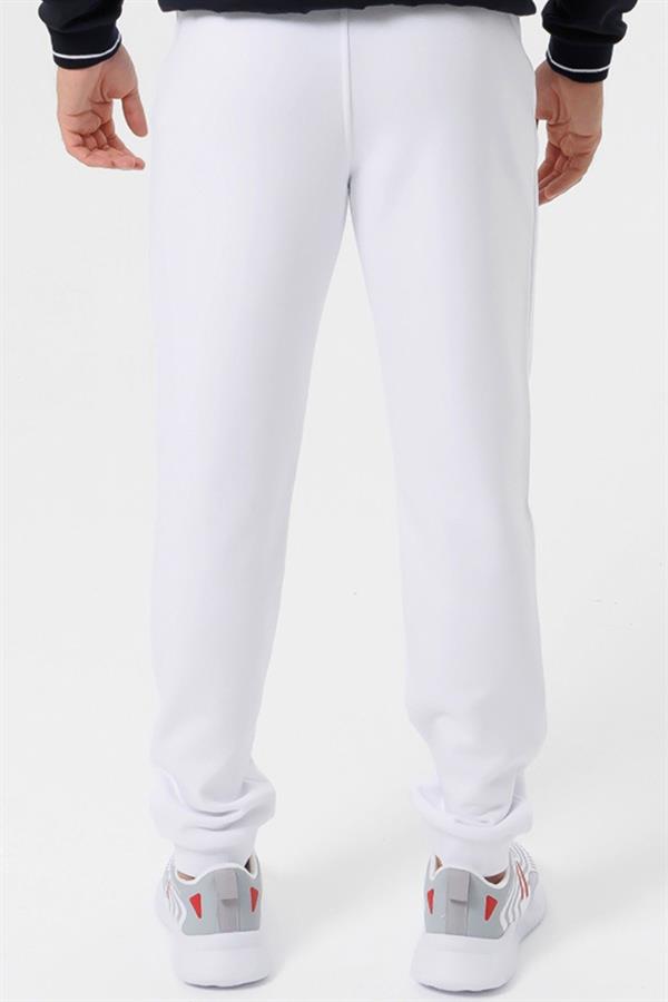 Escetic Beyaz Kışlık Kalın 3 İplik Lastik Paça Slimfit Erkek Eşofman Altı B1127