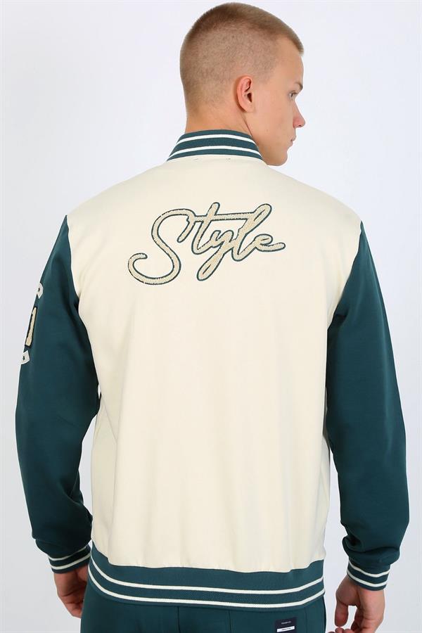 Escetic Ekru Süper Pamuk Polyester Casual Kalıp Erkek Sweatshirt Hoodie Kolej Sweati TK0070