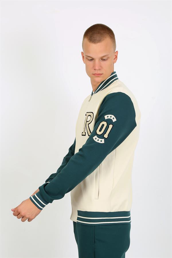 Escetic Ekru Süper Pamuk Polyester Casual Kalıp Erkek Sweatshirt Hoodie Kolej Sweati TK0070