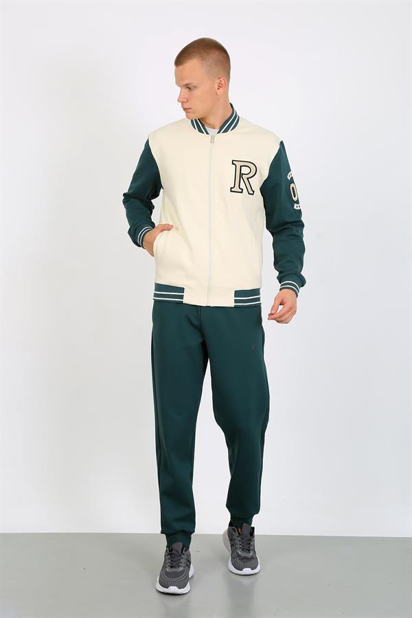 Escetic Ekru Süper Pamuk Polyester Casual Kalıp Erkek Sweatshirt Hoodie Kolej Sweati TK0070