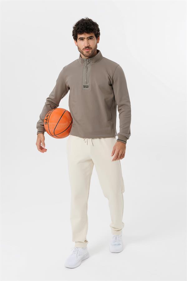 Escetic Ekru 4 Mevsim Doubleface Kumaş Spor Slimfit Erkek Eşofman Altı S0023