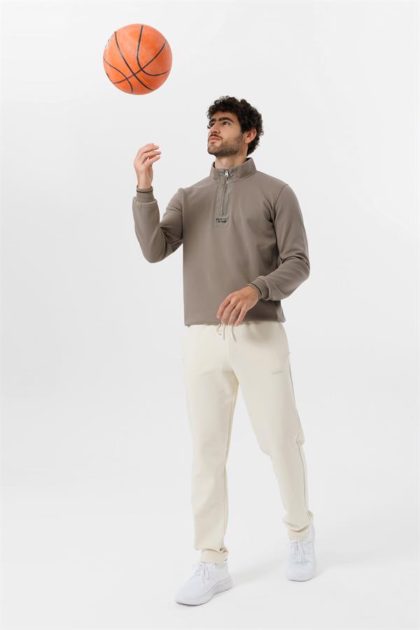 Escetic Erkek Açık Haki Double Face Kumaş Regular Kalıp 4 Mevsim Sweatshirt  T0117