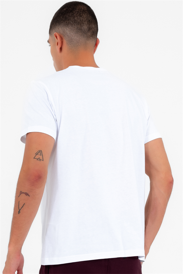 Escetic Erkek Beyaz Spor O Yaka Regular Kalıp Nefes Alan %100 Pamuk Süprem Kumaş T-Shirt T0025