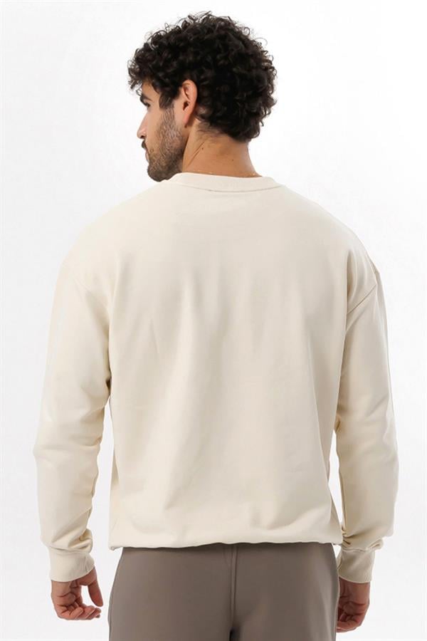 Escetic Erkek Ekru Şardonsuz 3 İplik Casual Kalıp Erkek Sweatshirt T0121