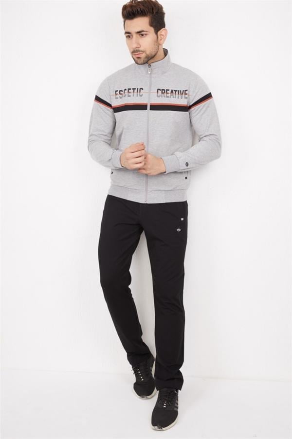 Escetic Erkek G2 Melanj Casual Kalıp 4 Cepli Dik Yaka 4 Mevsim Spor Eşofman Takımı 6664