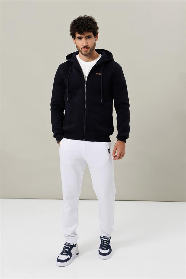 Escetic Erkek Lacivert İçi Polarlı Kalın 3 İplik Casual Kalıp Erkek Sweatshirt Hoodie TK0084