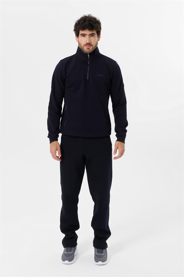 Escetic Erkek Lacivert Kalın Polarlı Slimfit Kışlık Sweatshirt T0120