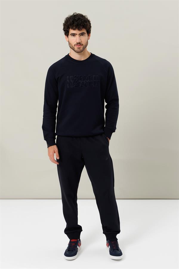 Escetic Erkek Lacivert Şardonsuz 3 İplik Casual Kalıp Erkek Sweatshirt T0139