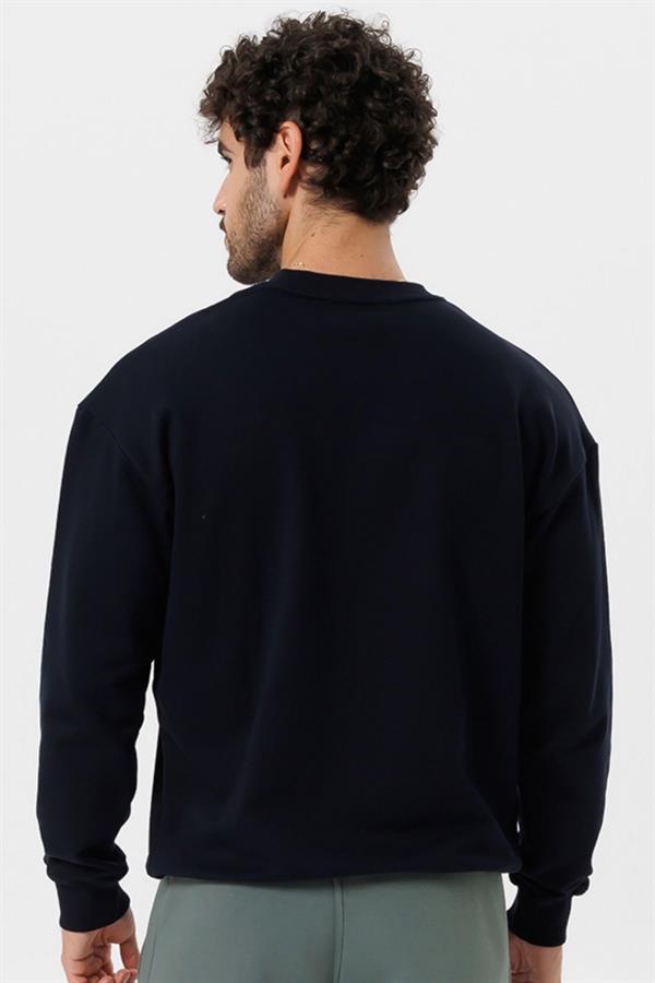 Escetic Erkek Lacivert Şardonsuz 3 İplik Casual Kalıp Erkek Sweatshirt T0121