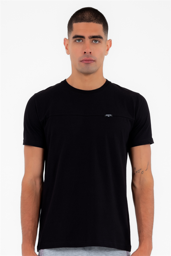 Escetic Erkek Lacivert Spor O Yaka Regular Kalıp Nefes Alan %100 Pamuk Süprem Kumaş T-Shirt T0025