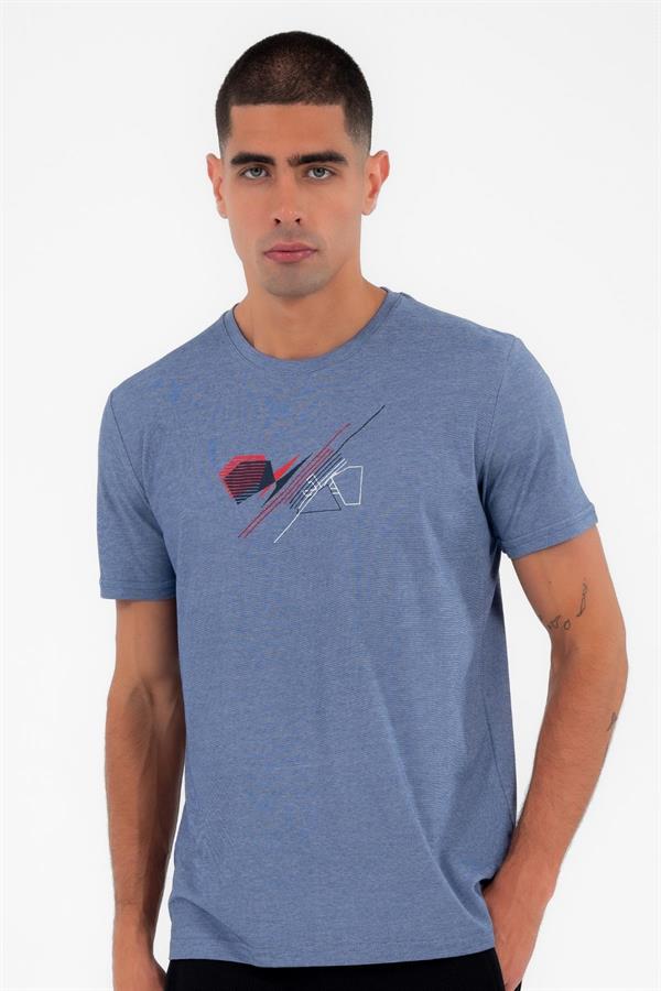 Escetic Erkek Lacivert Spor O Yaka Slimfit Nefes Alan Pamuklu Aves Kumaş T-Shirt T0046