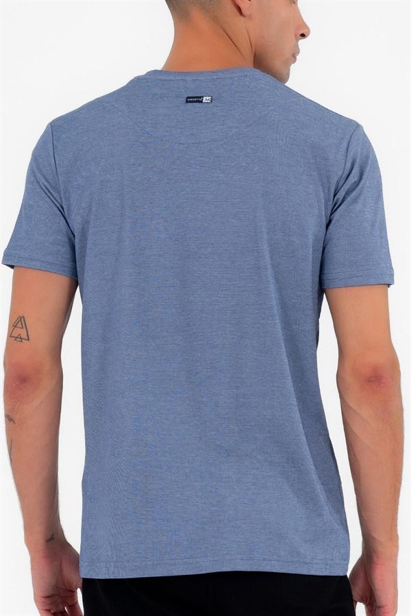 Escetic Erkek Lacivert Spor O Yaka Slimfit Nefes Alan Pamuklu Aves Kumaş T-Shirt T0046