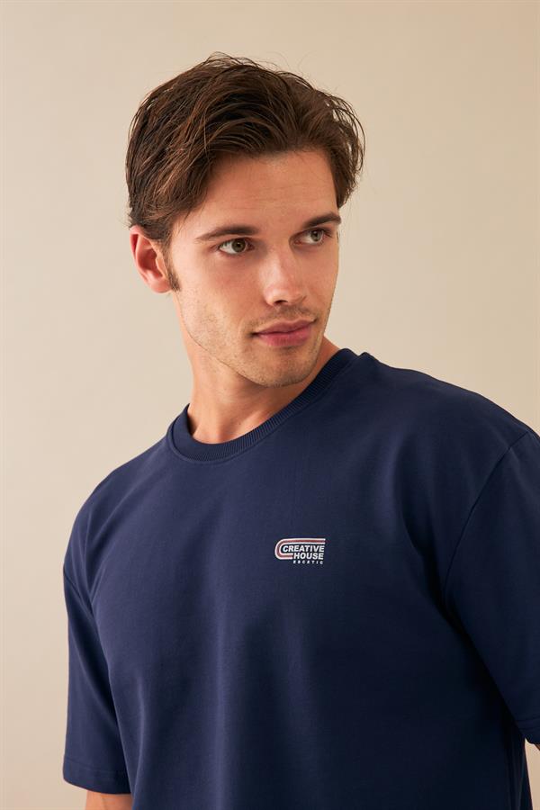 Escetic Erkek Royal Spor O Yaka Oversize Nefes Alan %100 Pamuklu Kumaş T-Shirt T0090