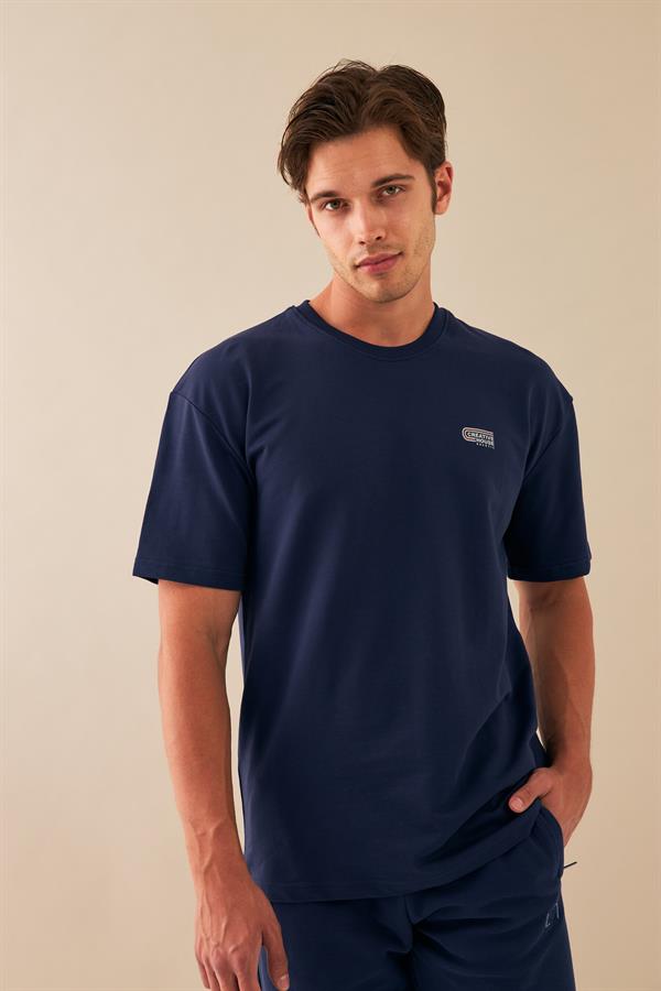 Escetic Erkek Royal Spor O Yaka Oversize Nefes Alan %100 Pamuklu Kumaş T-Shirt T0090