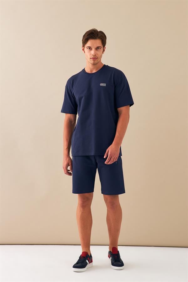 Escetic Erkek Royal Spor O Yaka Oversize Nefes Alan %100 Pamuklu Kumaş T-Shirt T0090