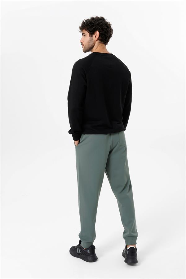 Escetic Erkek Siyah Şardonsuz 3 İplik Casual Kalıp Erkek Sweatshirt T0139