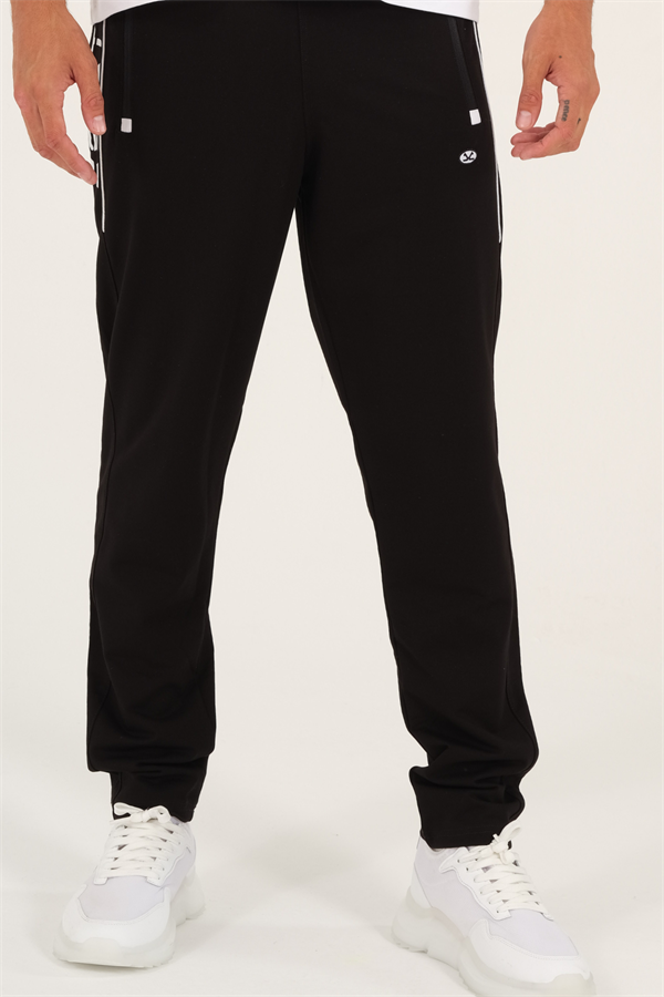 Escetic Erkek Siyah Slimfit Nefes Alabilen Süper 2 İplik Kumaş 4 Mevsim Spor Eşofman Altı 1905