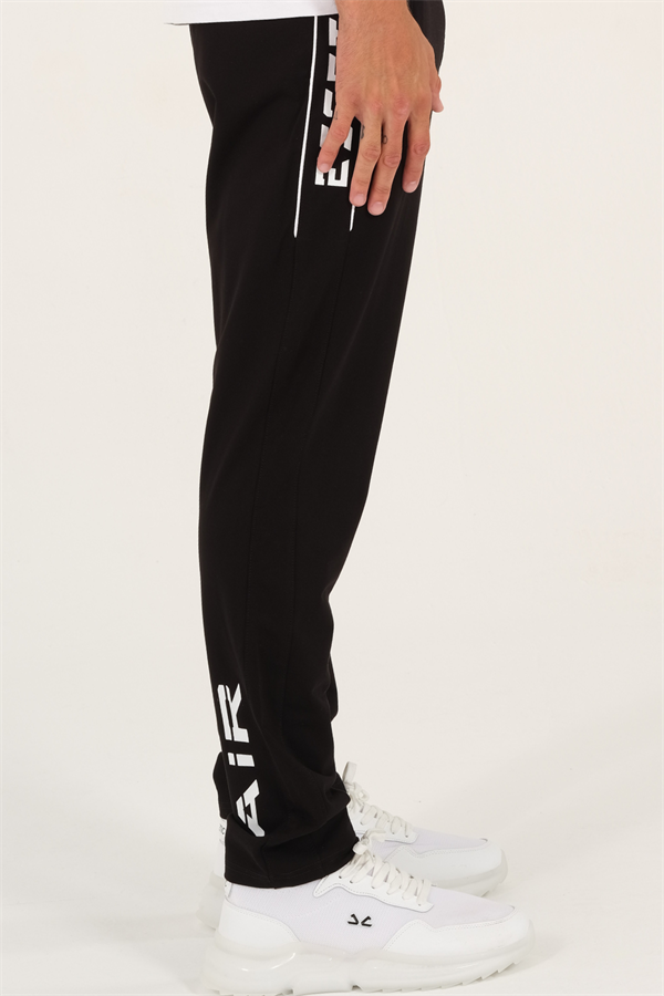 Escetic Erkek Siyah Slimfit Nefes Alabilen Süper 2 İplik Kumaş 4 Mevsim Spor Eşofman Altı 1905