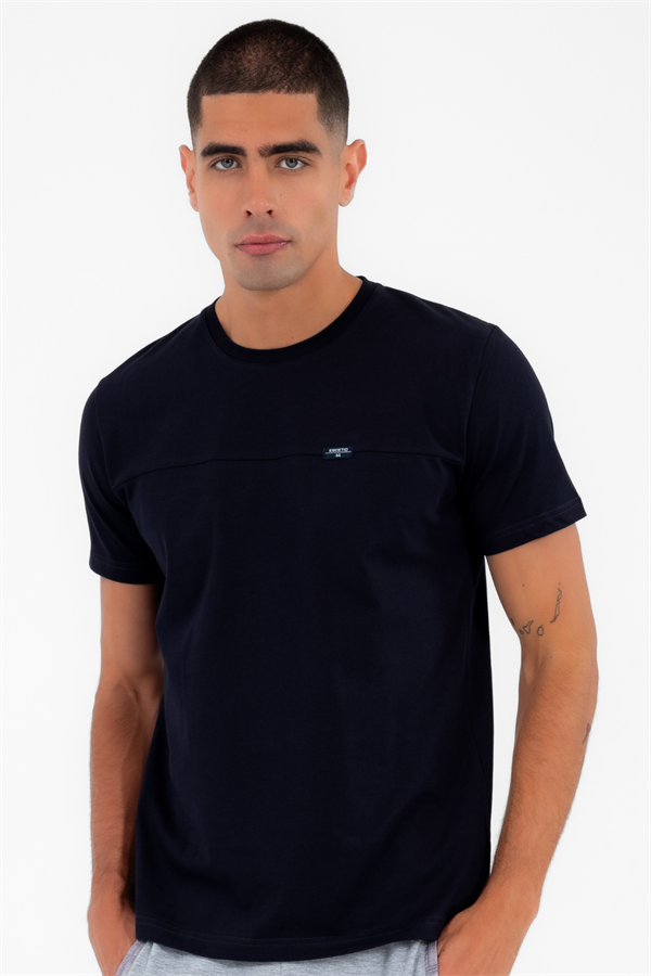 Escetic Erkek Siyah Spor O Yaka Regular Kalıp Nefes Alan %100 Pamuk Süprem Kumaş T-Shirt T0025