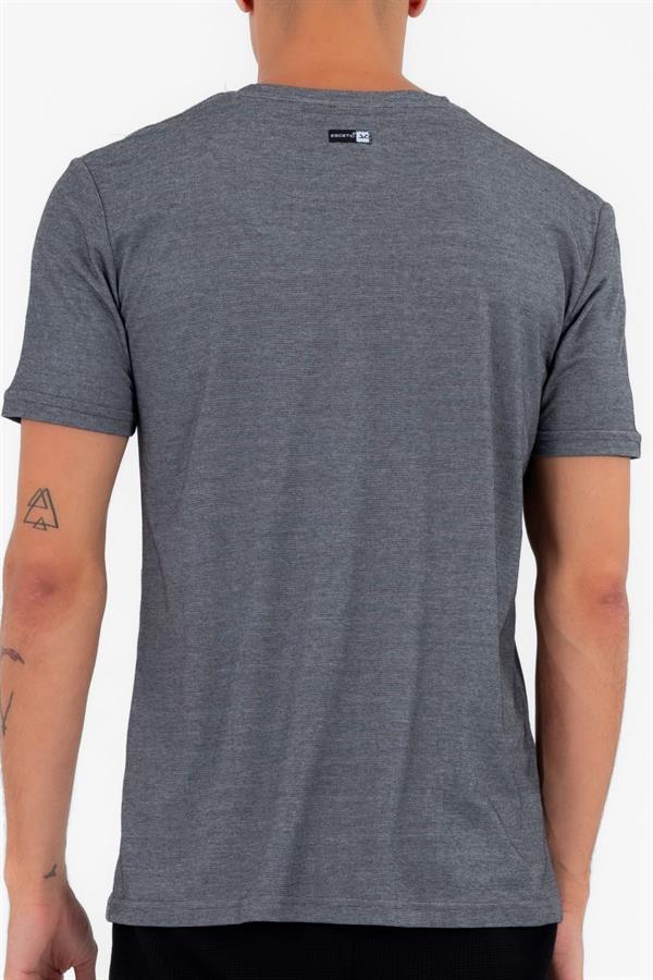 Escetic Erkek Siyah Spor O Yaka Slimfit Nefes Alan Pamuklu Aves Kumaş T-Shirt T0046