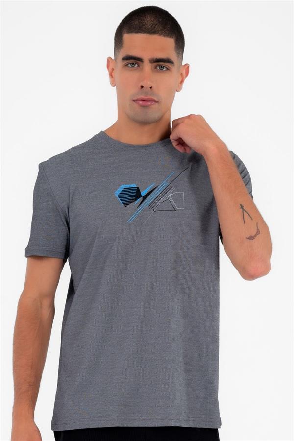 Escetic Erkek Siyah Spor O Yaka Slimfit Nefes Alan Pamuklu Aves Kumaş T-Shirt T0046