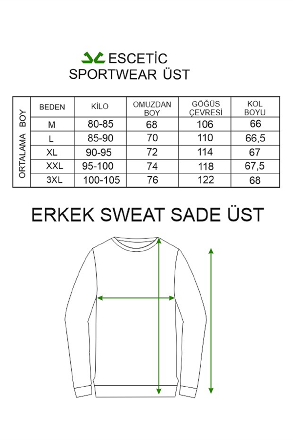 Escetic Siyah Erkek Slimfit Cepli 2 İplik 4 MEvsim Kapüşonlu Spor Sweat 0949