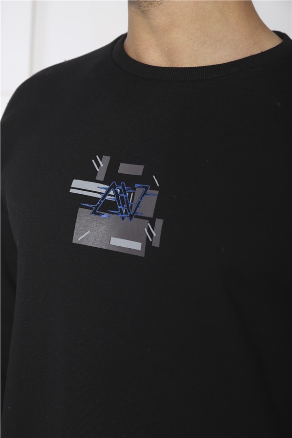 Escetic Siyah Erkek 3 İplik Şardonlu Nefes Alan Slimfit Sweat Spor Eşofman Takımı 3079