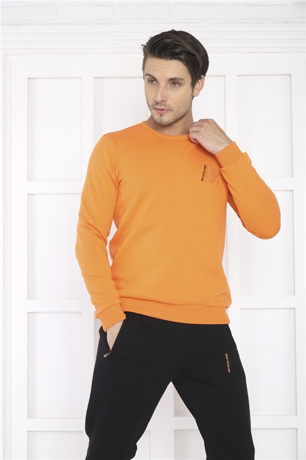 Escetic Orange Erkek 3 İplik Şardonlu Nefes Alan Spor Slimfit Sweat Eşofman Takımı 3078