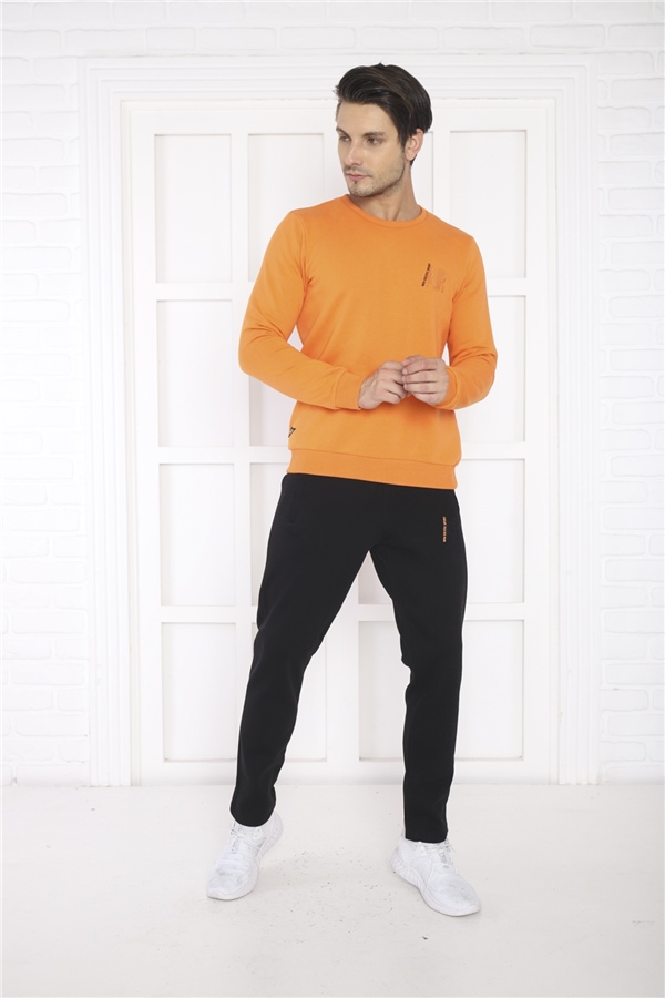 Escetic Orange Erkek 3 İplik Şardonlu Nefes Alan Spor Slimfit Sweat Eşofman Takımı 3078