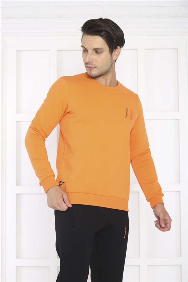 Escetic Orange Erkek 3 İplik Şardonlu Nefes Alan Spor Slimfit Sweat Eşofman Takımı 3078