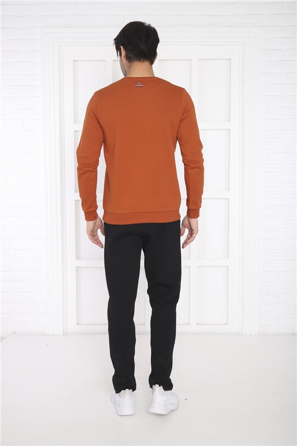 Escetic Kiremit Erkek 3 İplik Şardonlu Nefes Alan Spor Slimfit Sweat Eşofman Takımı 3078