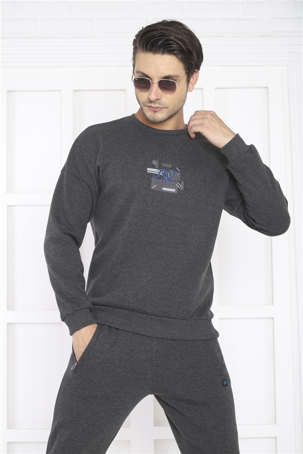 Escetic Antresit Erkek 3 İplik Şardonlu Nefes Alan Slimfit Sweat Spor Eşofman Takımı 3079